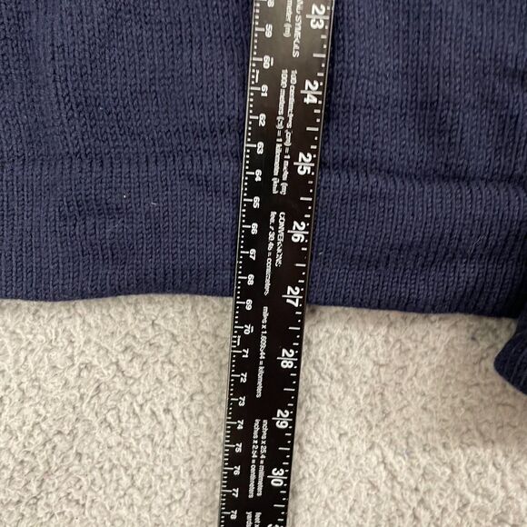 Banana Republic 1/4 Snap Sweater Men L Navy Merino Wool Mock Neck Knit Pullover - Picture 4 of 7